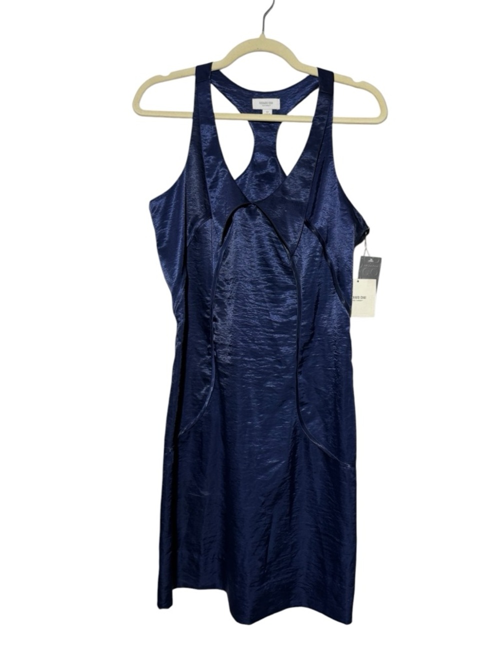 Richard Chai NWT Blue Satin Cocktail Dress Juniors Size 14 Wedding Racerback